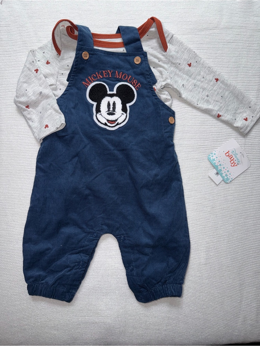 Disney Navy and Rust Mickey Mouse Corduroy Overalls